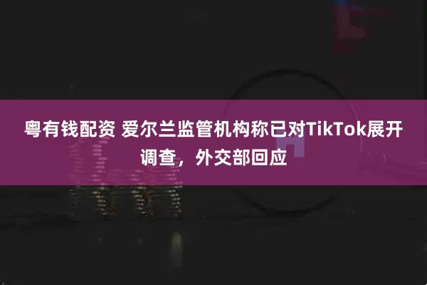 粤有钱配资 爱尔兰监管机构称已对TikTok展开调查，外交部回应