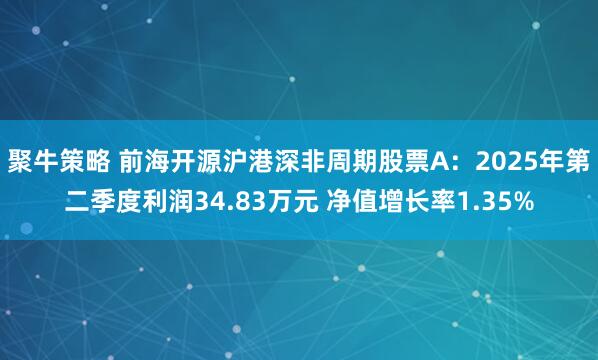 聚牛策略 前海开源沪港深非周期股票A：2025年第二季度利润34.83万元 净值增长率1.35%